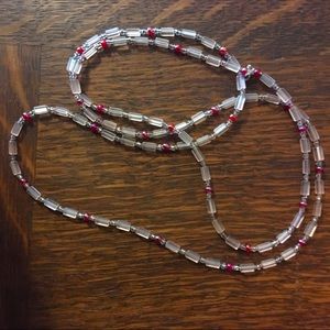 Pink & Red Glass Bead Necklace